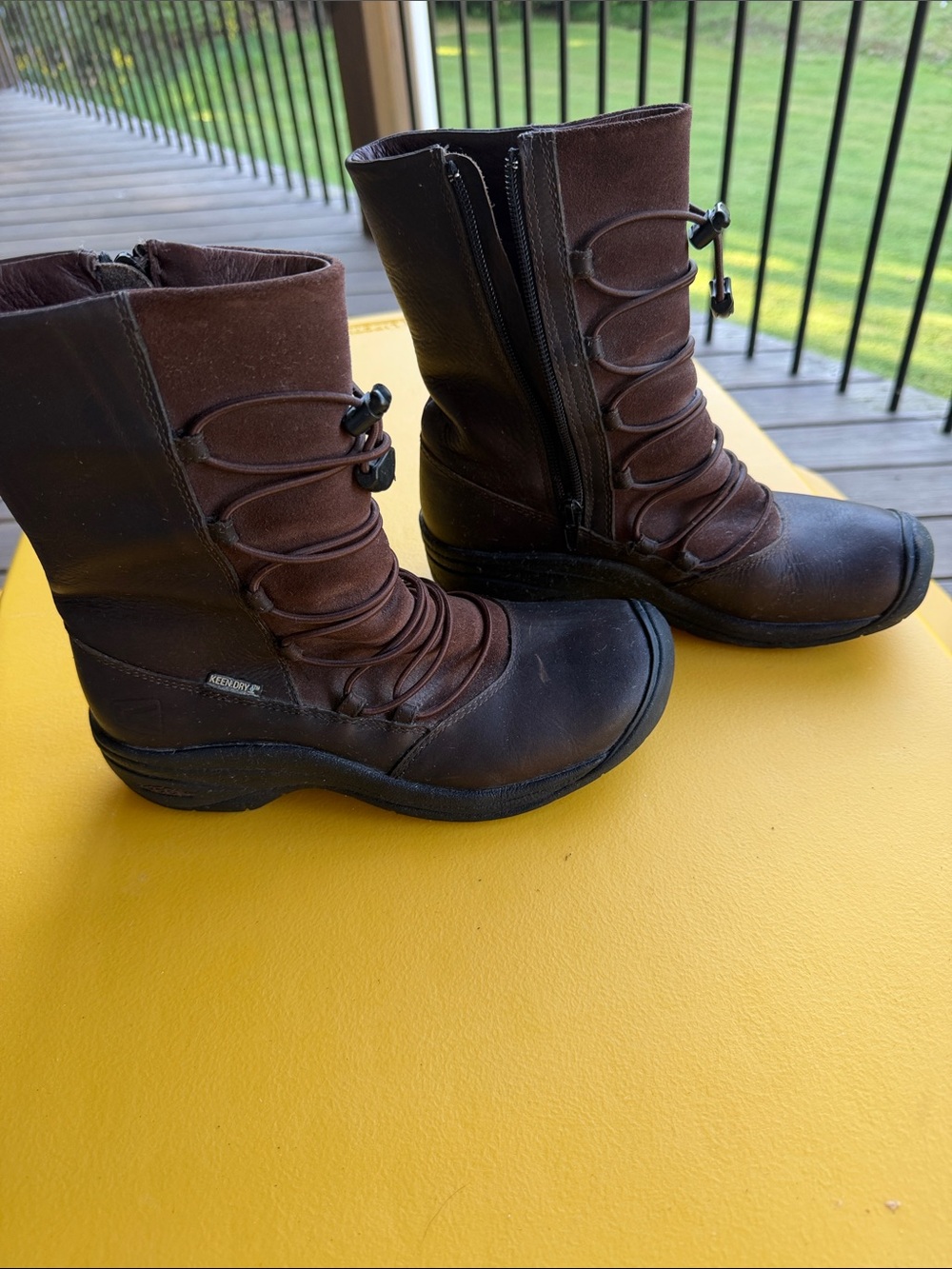 Keen Brown Leather Insulated Zip Winter Boots